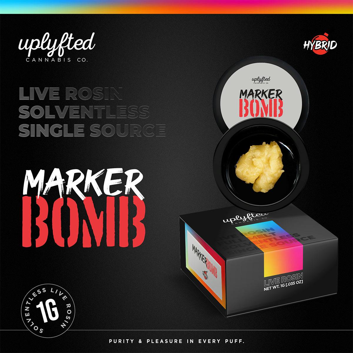 1g Live Rosin 90u - Marker Bomb - Solventless Cold Cure Single Source by Uplyfted Cannabis Co