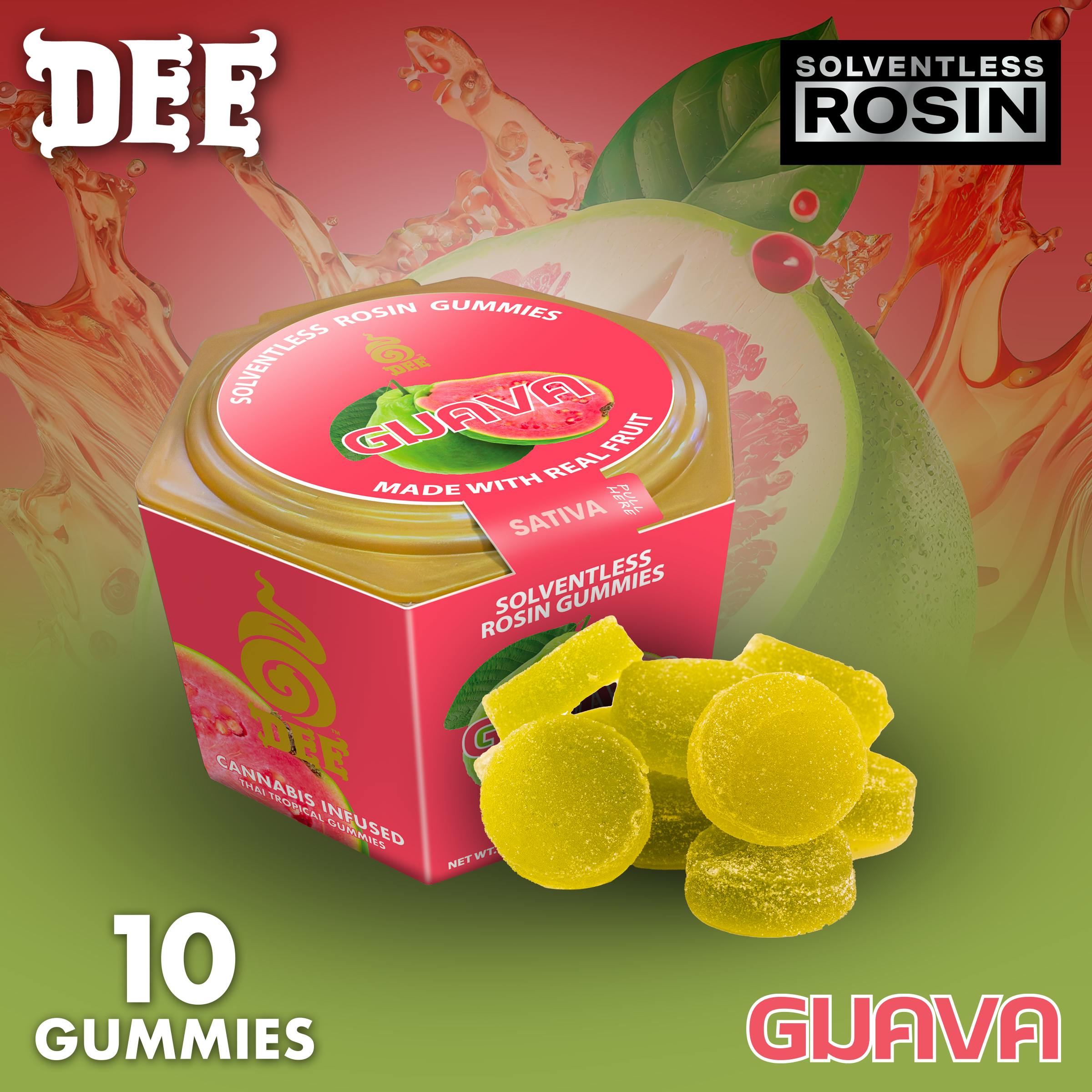 Dee - Gummies - 100mg THC 100mg CBG 10pk - Refresh - Guava