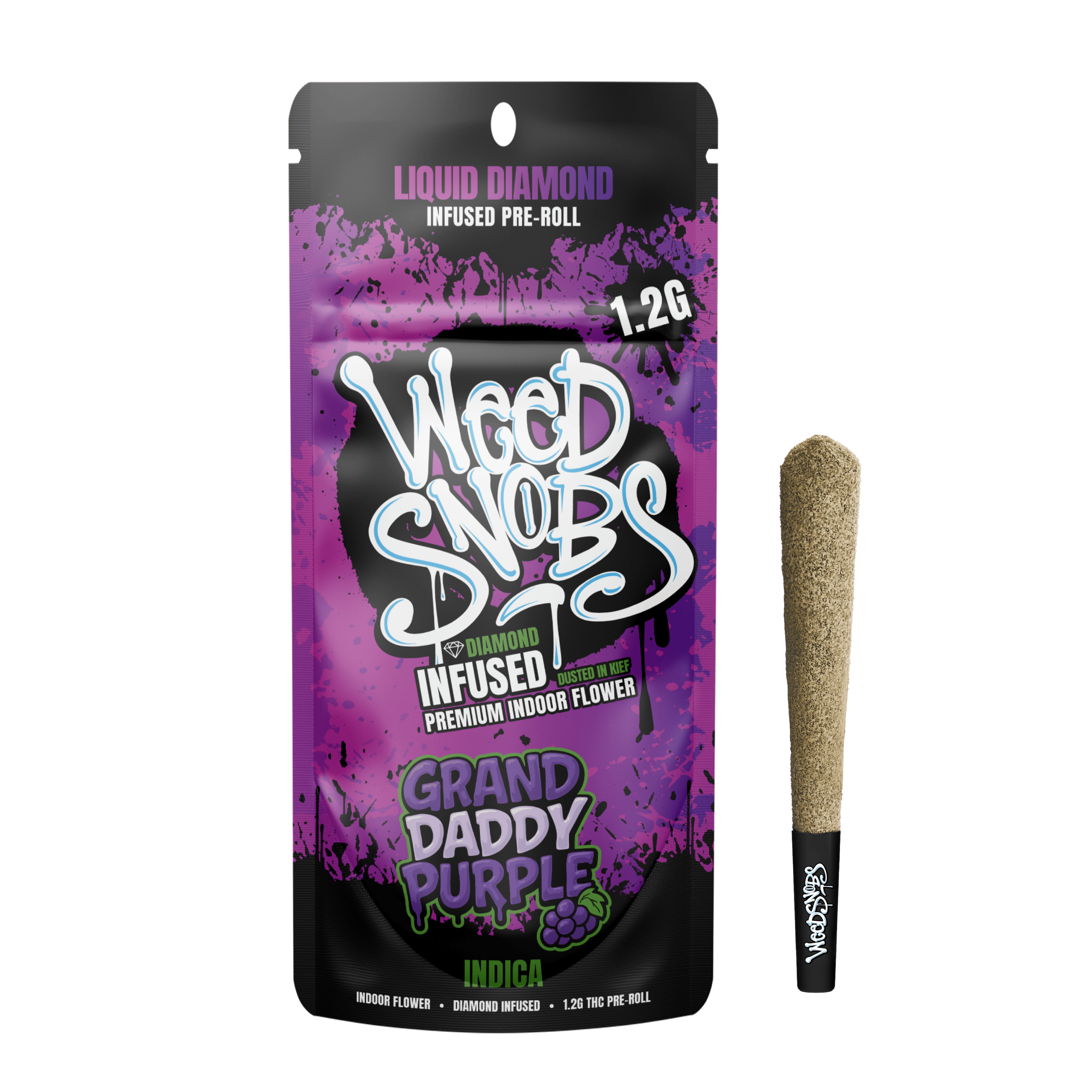 Grand Daddy Purple Liquid Diamond Infused Preroll 1.2g by Weed Snobs