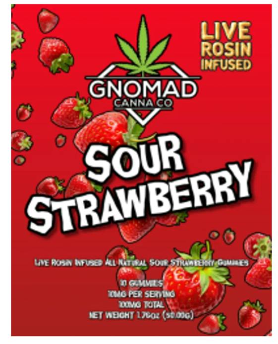 GNOMAD GUMMIES 100MG - SOUR STRAWBERRY (ROSIN INFUSED) by Gnomad