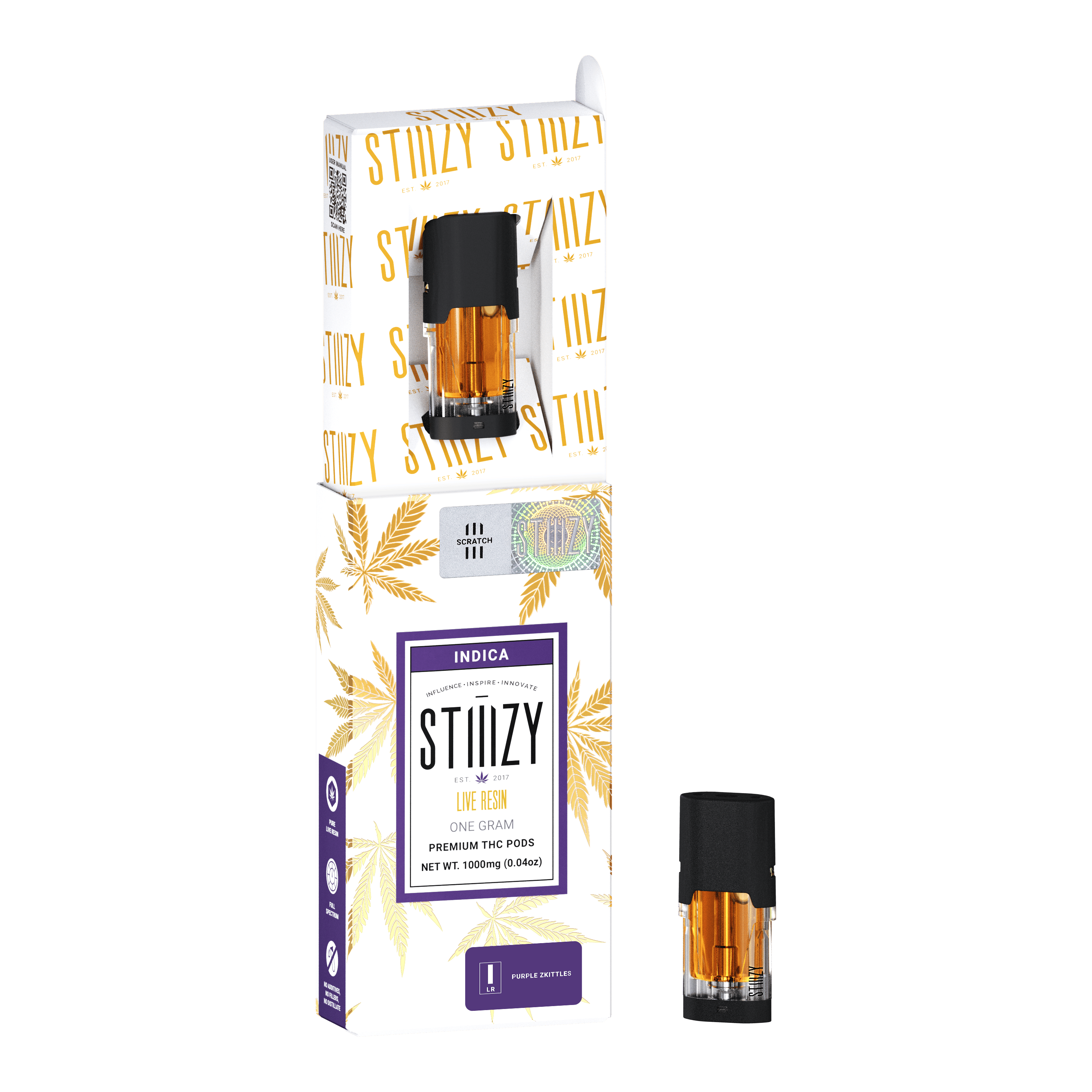 STIIIZY Vape Cartridge - PURPLE ZKITTLES 1G Live Resin Pod - STIIIZY — Cartridges