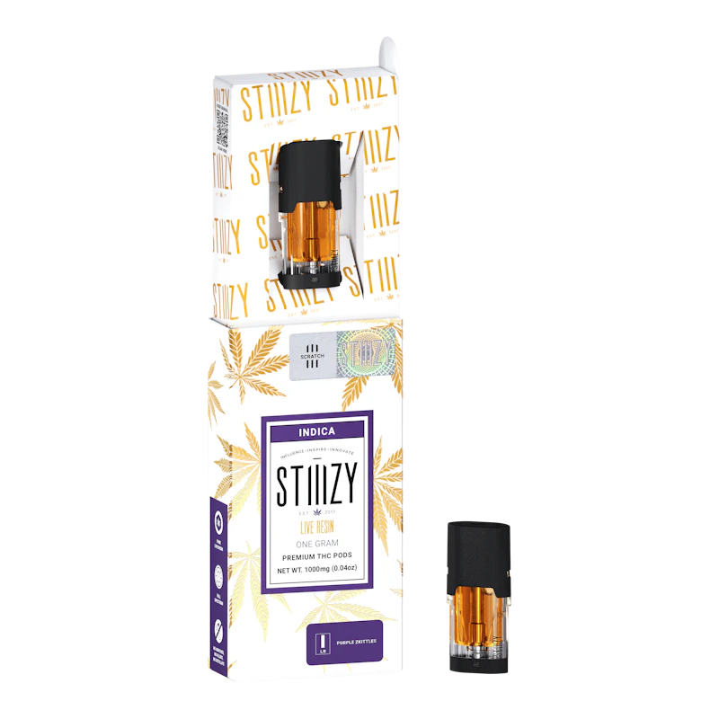STIIIZY Vape Cartridge - PURPLE ZKITTLES 1G Live Resin Pod - STIIIZY, Cartridges
