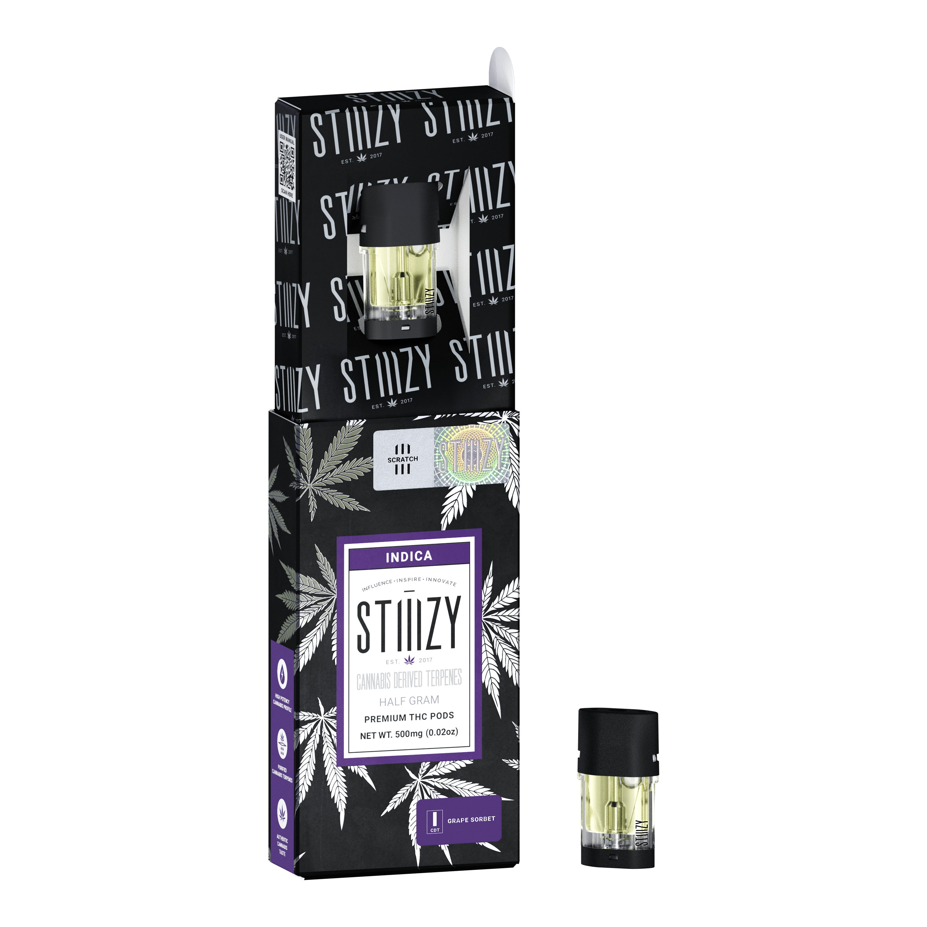 STIIIZY Vape Cartridge - GRAPE SORBET .5G CDT Pod - STIIIZY — Cartridges