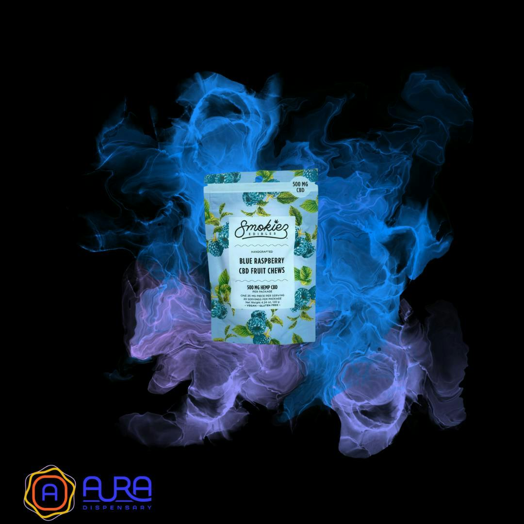 Blue Raspberry CBD Fruit Chews - 500 mg - Smokiez Edibles