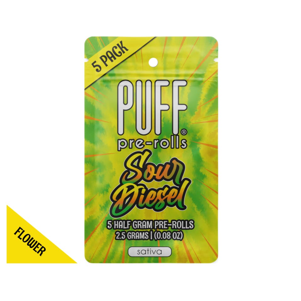 Sour Diesel Pre Rolls 5pk - 2.5g by PUFF