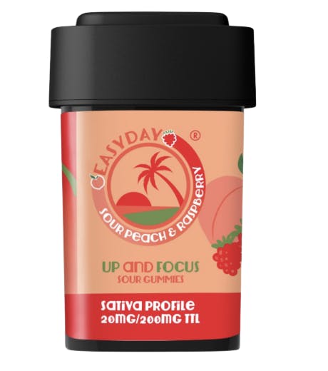 Easy Day | Sour Peach & Raspberry | Gummies | 200mg | 10ct | 20mg/ea