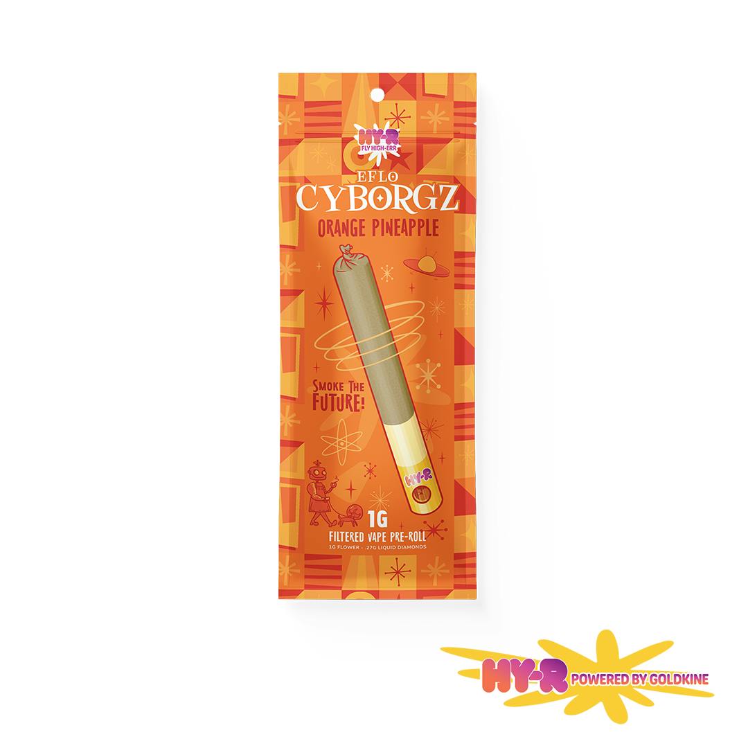 Hy-R Cyborgz Liquid Diamond Infused Pre Roll 1G | Orange Pineapple by Goldkine