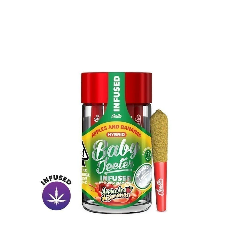 Jeeter Apples and Bananas · Baby Infused Minis · 0.5g each · 5pk, Infused Pre-Rolls