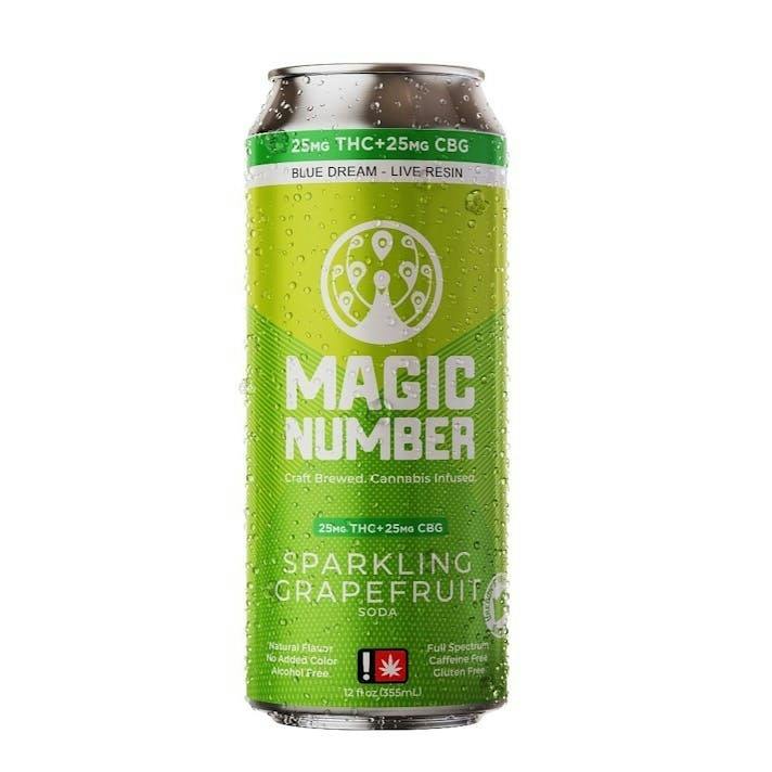 Magic Number | 1:1 Grapefruit Soda | Carbonated | CBG:THC 25mg: 25mg | 12oz at Pipe Dreams Dispensary