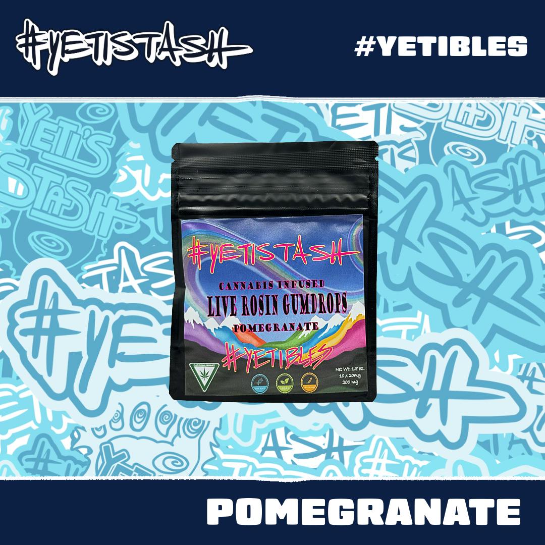 Yetistash | Pomegranate | Live Rosin | Gummies | 200 MG