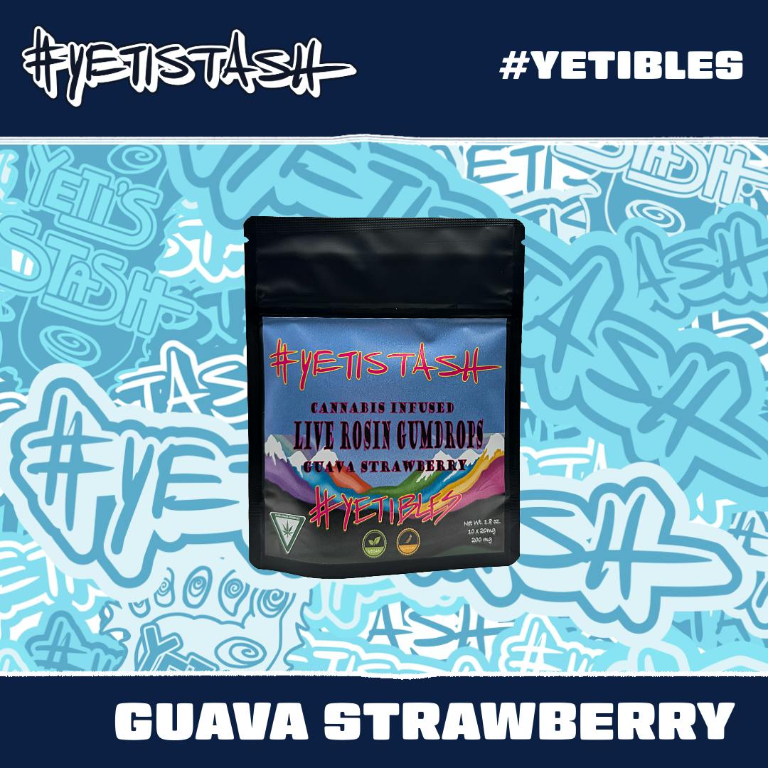 Yetistash | Guava Strawberry | Live Rosin | Gummies | 200 MG