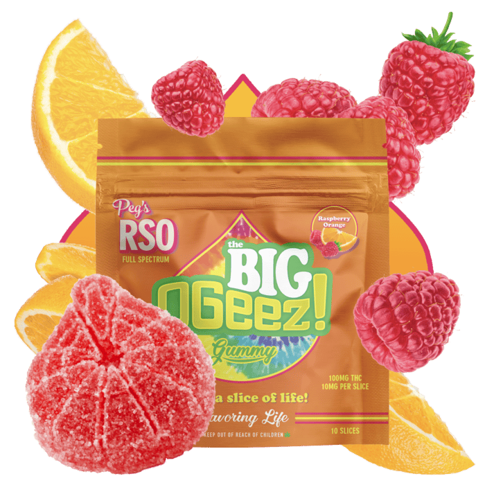 Ogeez! | BIG Peg's | Raspberry Orange RSO Gummy | 100mg | 10ct | 10mg/ea