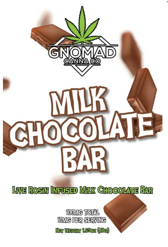 GNOMAD BAR 100MG - MILK CHOCHOLATE (ROSIN INFUSED) by Gnomad