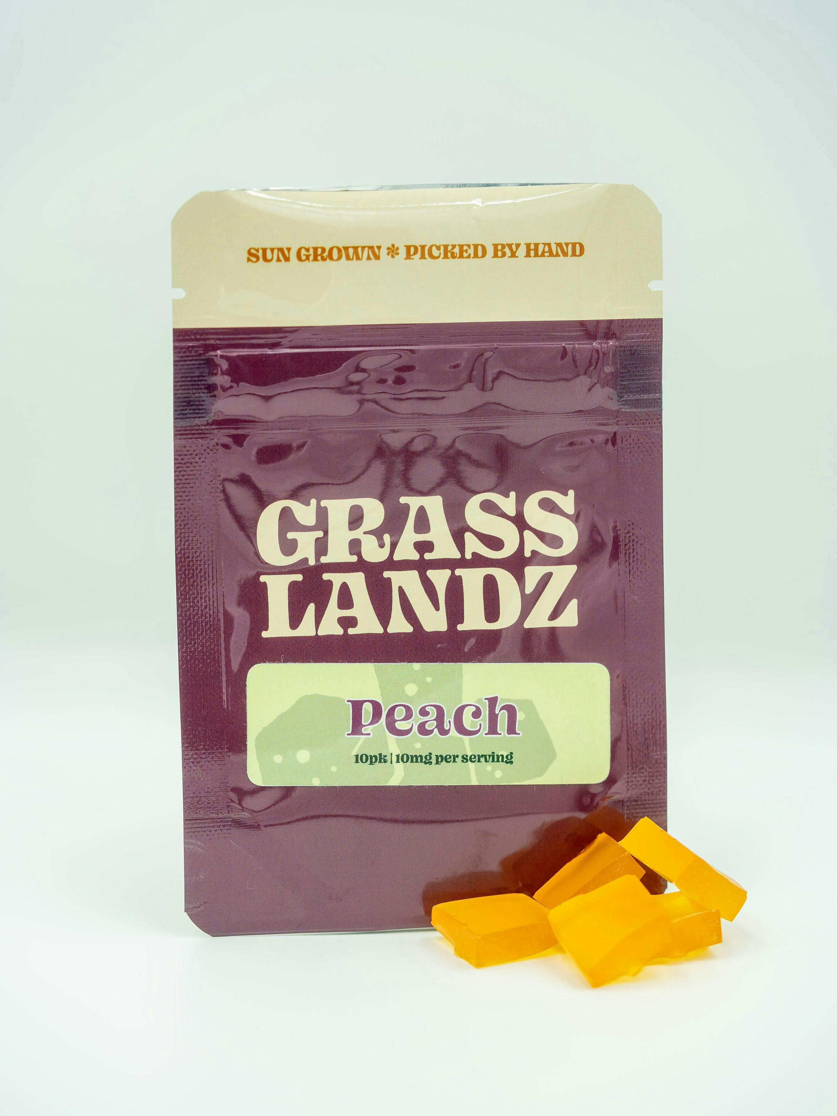Grasslandz | Peach Gummies | 100mg | 10ct | 10 mg/ea