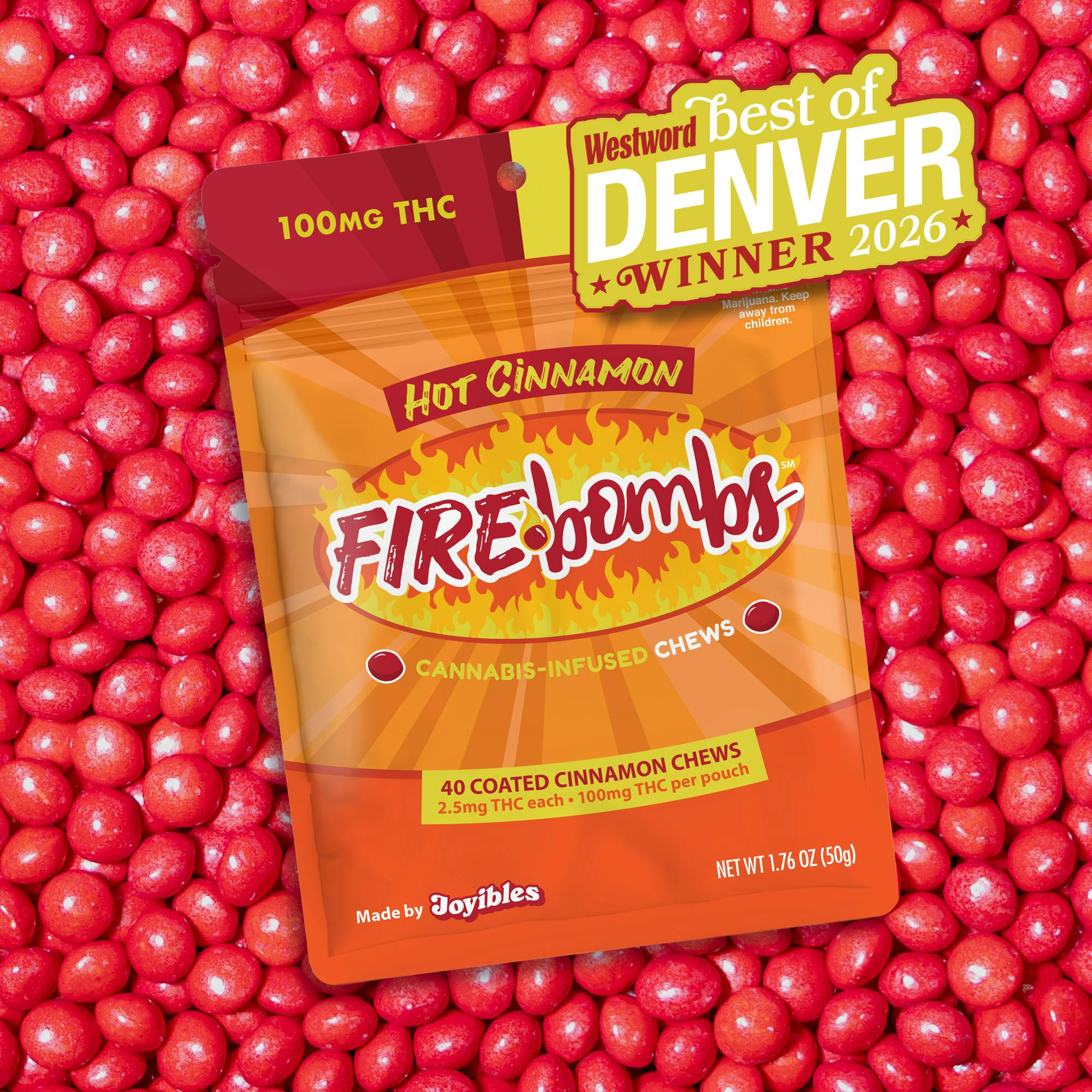 Fire Bombs Hot Cinnamon - 100mg THC (40pk / 2.5mg THC ea) by Joyibles