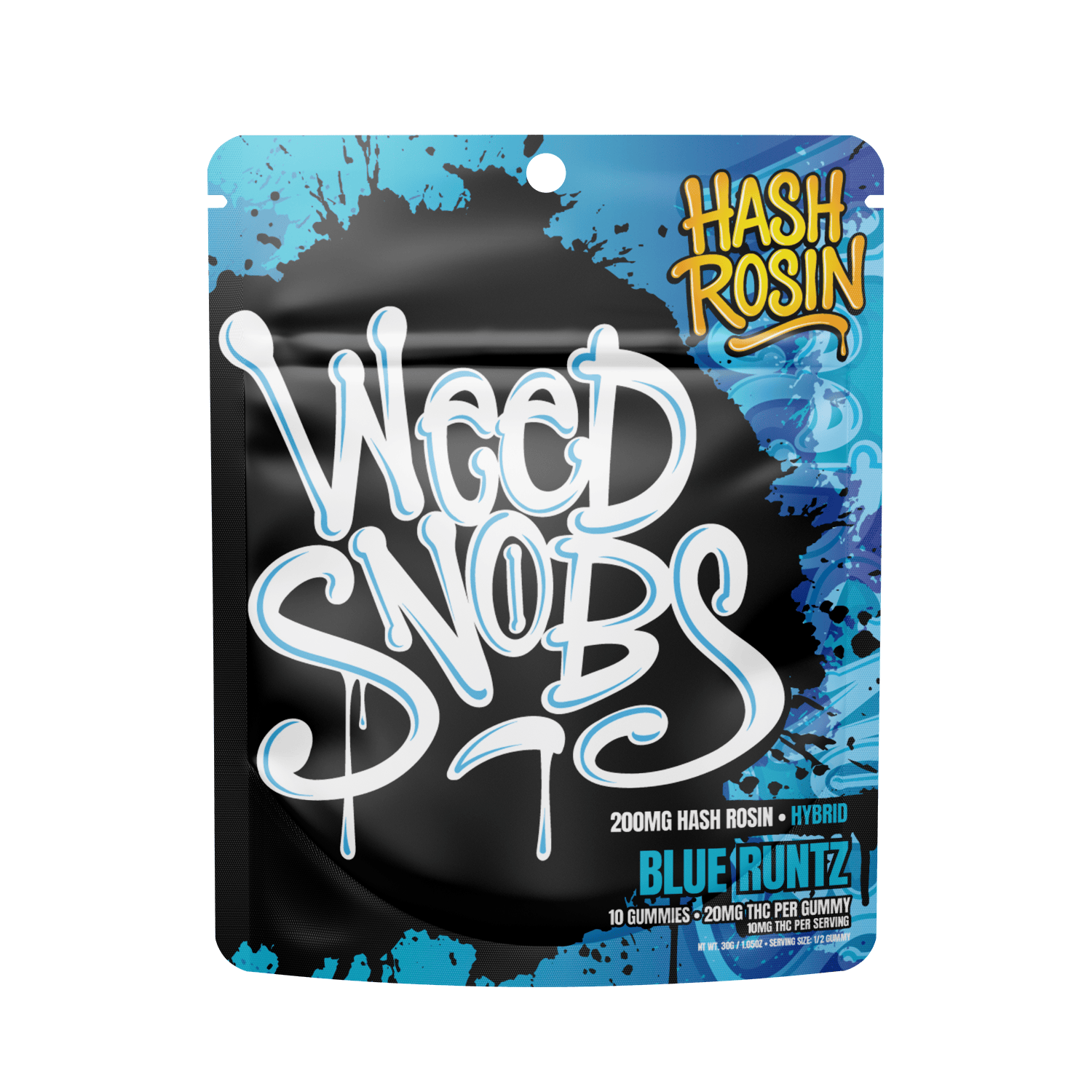 Blue Runtz - Hash Rosin 200MG Gummies 10pcs (HYBRID) by Weed Snobs