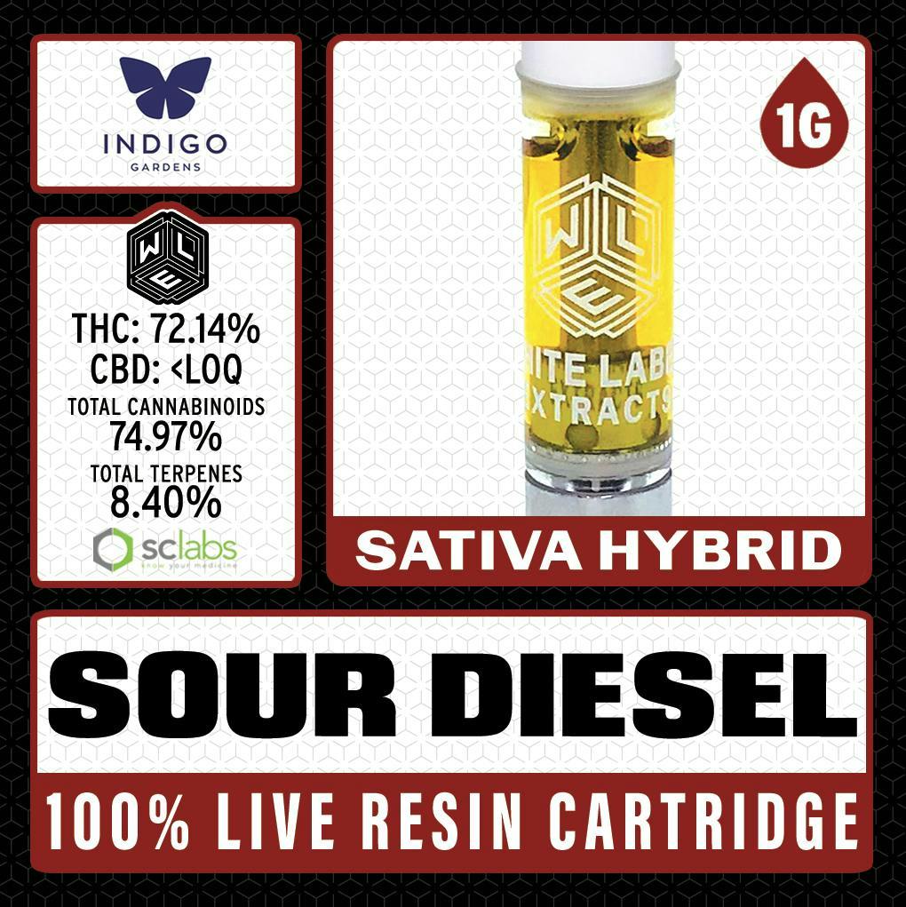 Sour Diesel | Live Resin Cartridge | 1g by White Label Extracts