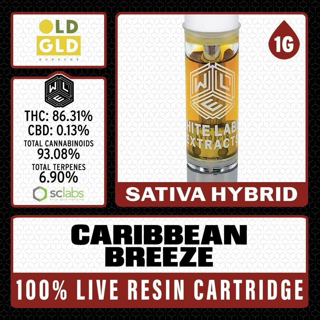 Caribbean Breeze | Live Resin Cartridge | 1g by White Label Extracts