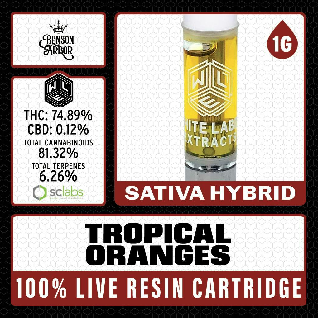 Tropical Oranges | Live Resin Cartridge | 1g by White Label Extracts