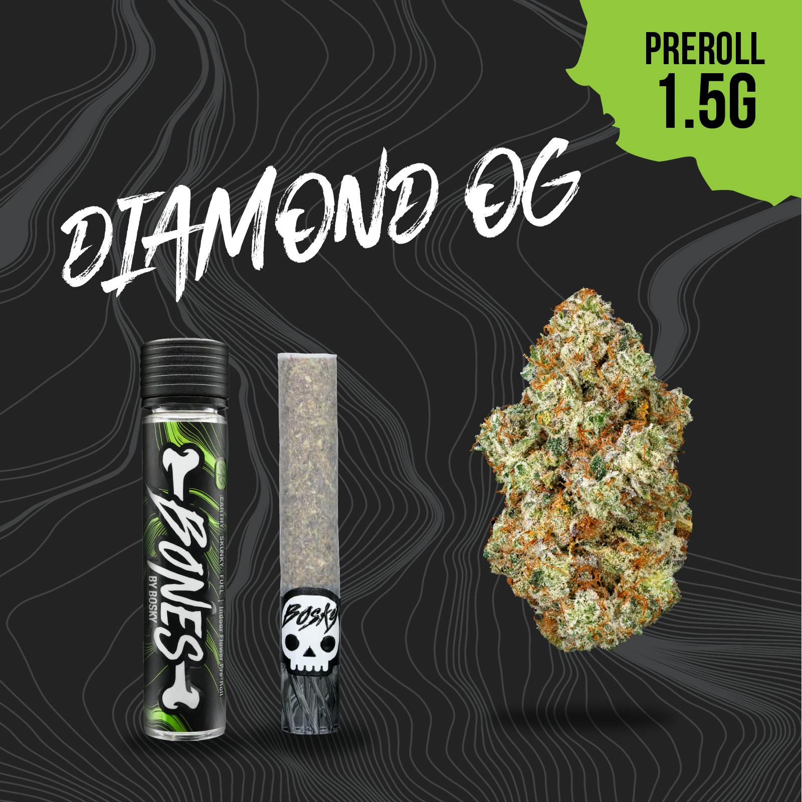 BOSKY | Diamond OG | Bones Pre-Roll | Gas | 1.5g