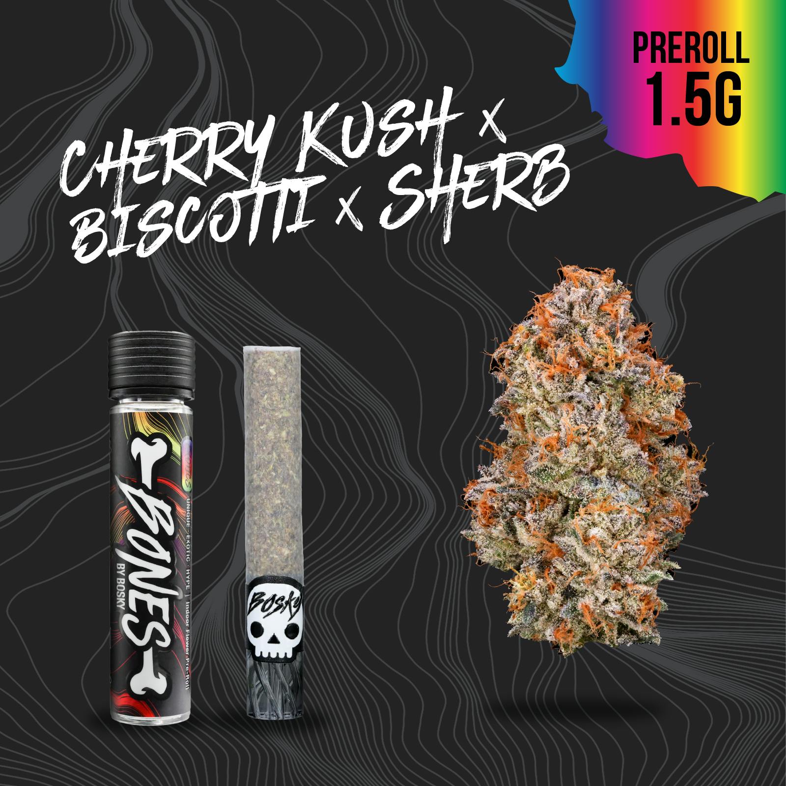 BOSKY | Cherry Kush x Biscotti x Sherb | Bones Pre-Roll | Exotics | 1.5g