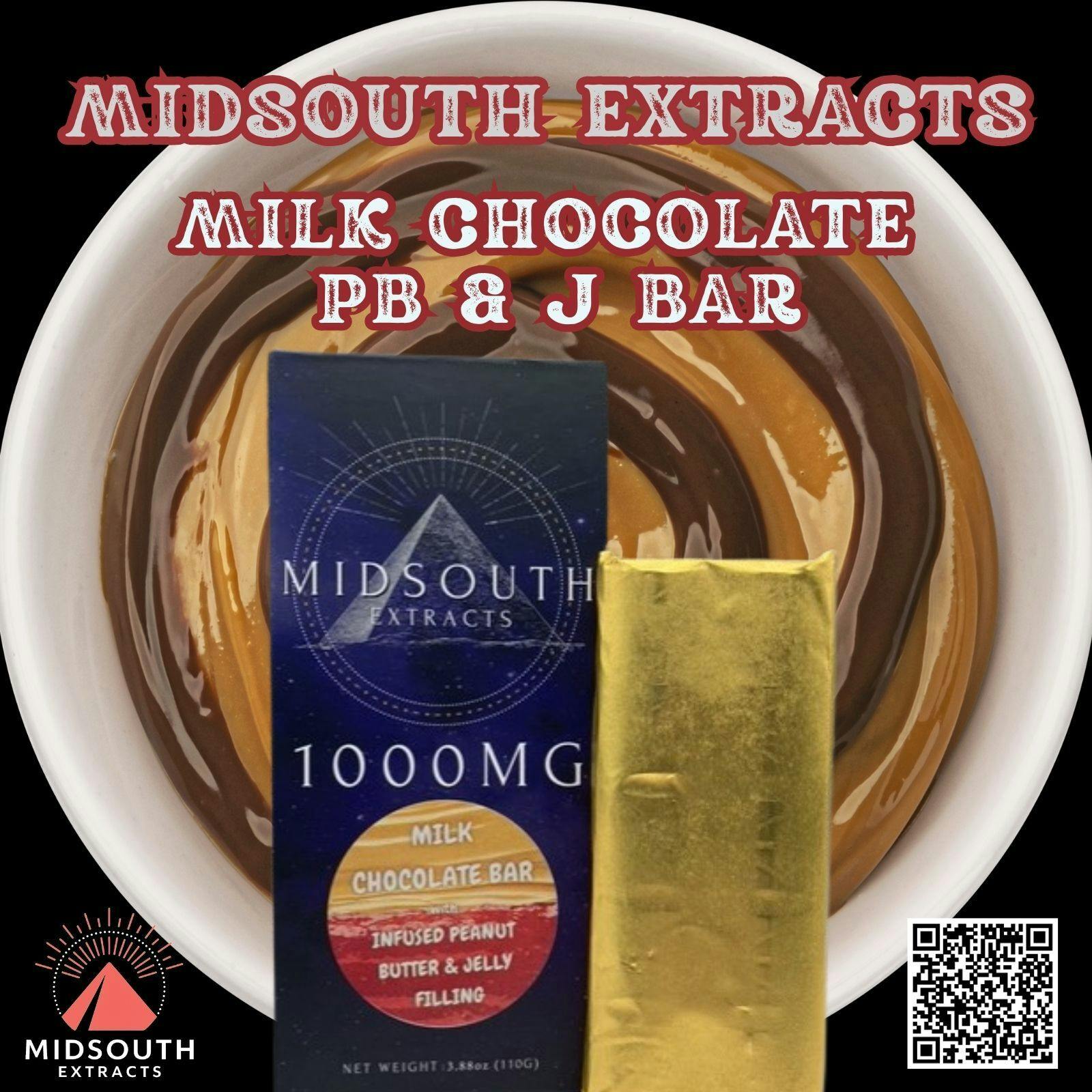 Chocolate Bar - 1000mg - Milk Chocolate - PB&J by MidSouth Extracts