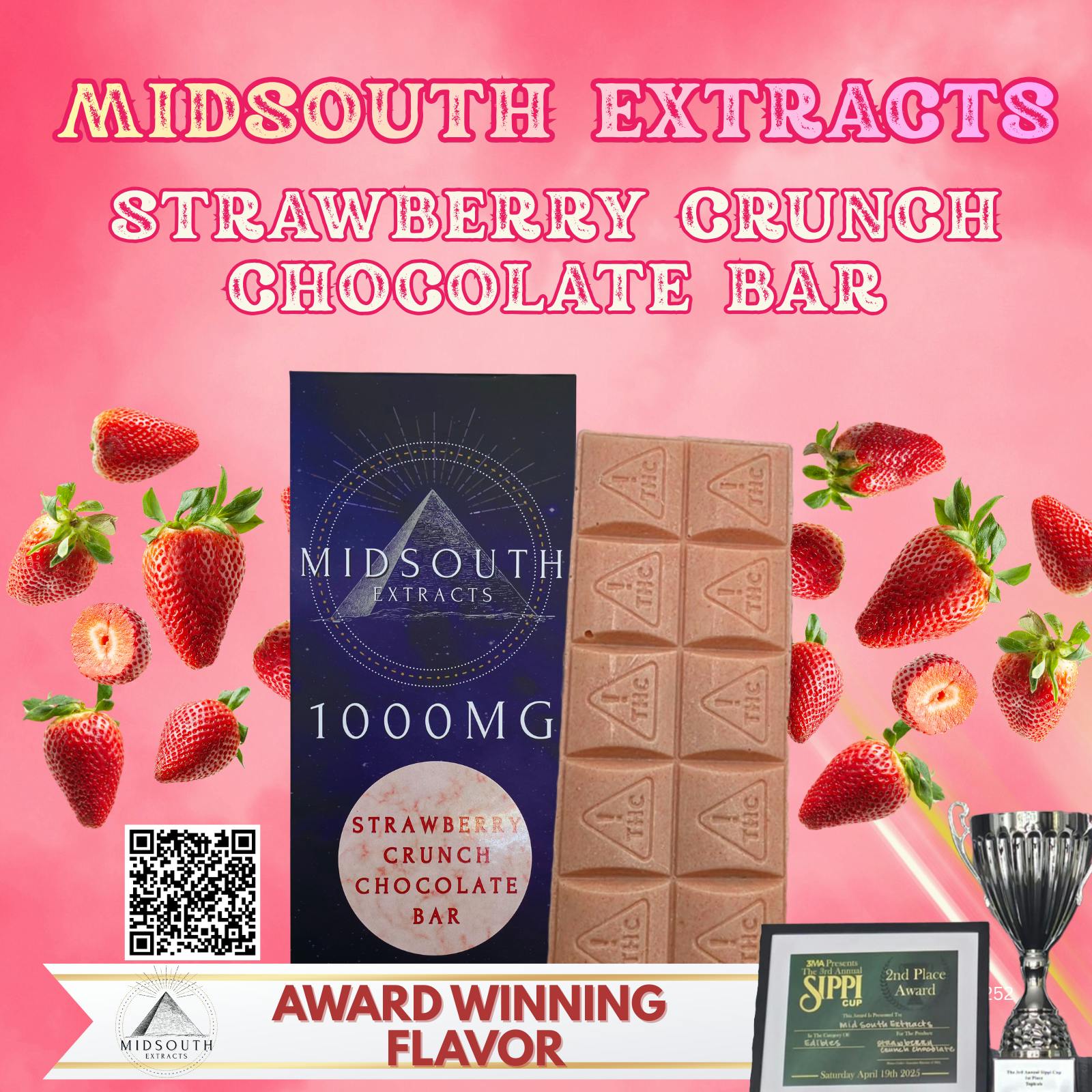 Chocolate Bar - 1000mg - Strawberry Crunch - MidSouth Extracts