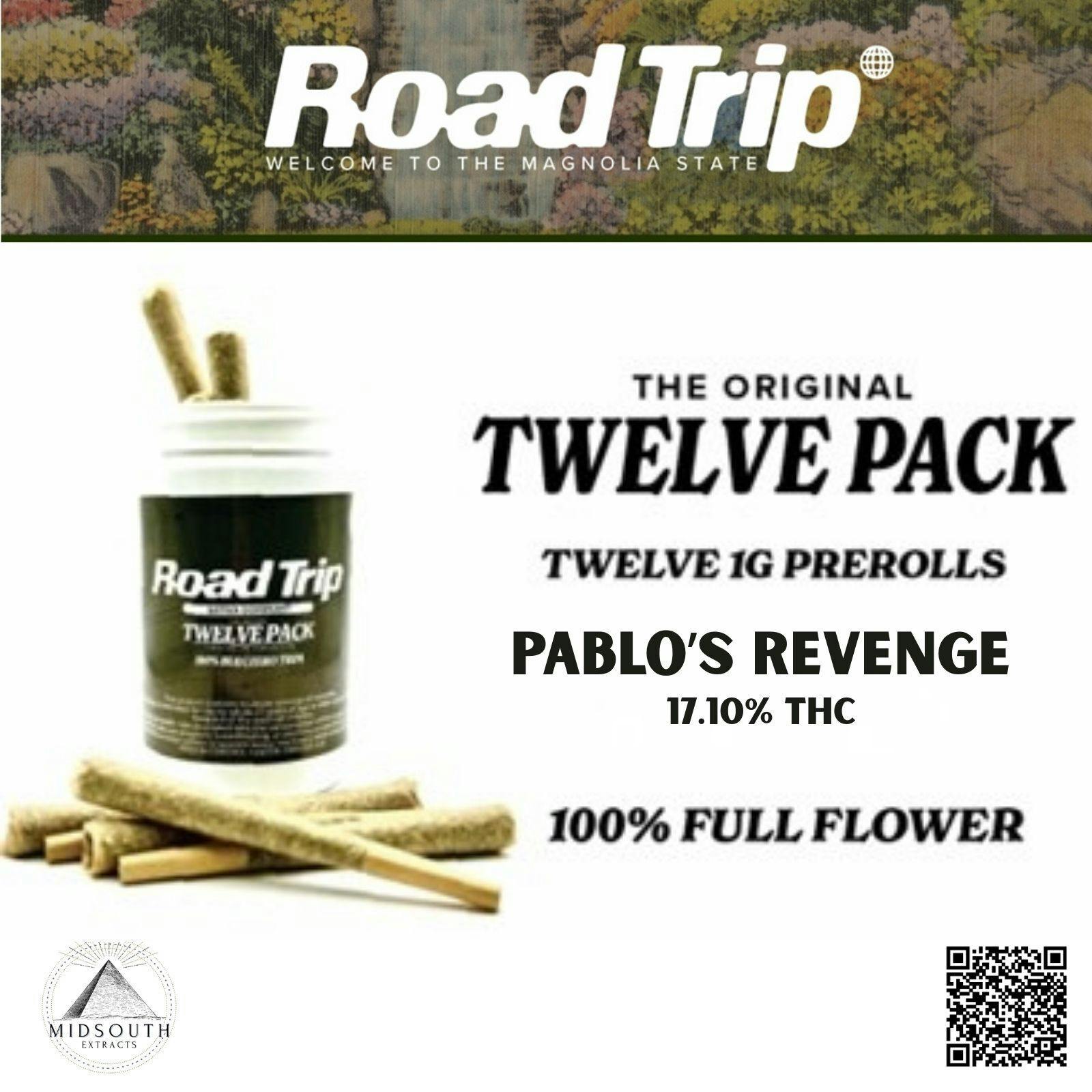 Road Trip - 1g/12pk Pre-Roll - Pablo's Revenge at Star Buds Medical Cannabis Dispensary Oxford