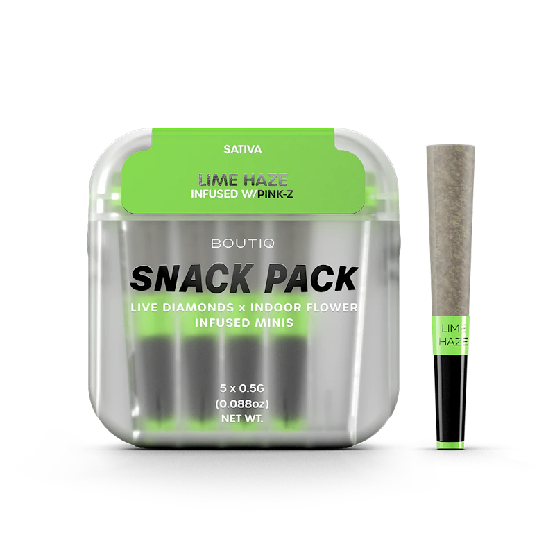 Boutiq Lime Haze x Pink-Z Diamonds SP · Infused Minis · 5pk, Infused Pre-Rolls