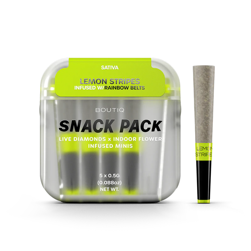 Boutiq Lemon Stripes × Rainbow Belts Diamonds SP · Infused Minis · 5pk, Infused Pre-Rolls