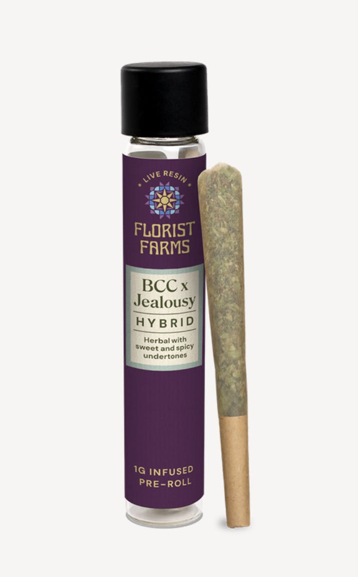 Florist Farms | BCC x Jealousy | Live Resin Infused Joints | 1g at The Green Door Dispensary