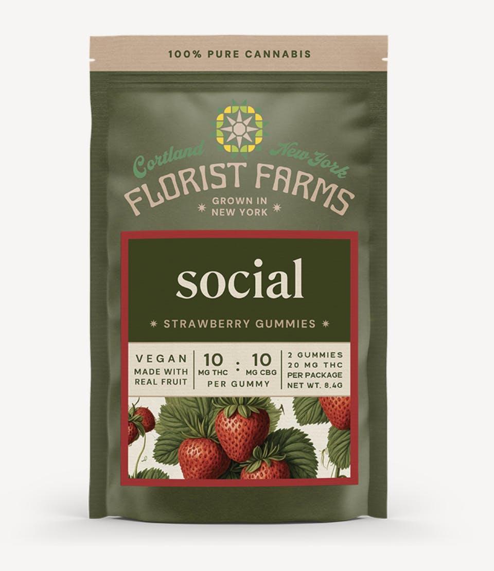 Florist Farms | Social Strawberry Gummies | 20mg | 2ct | 10mg/ea