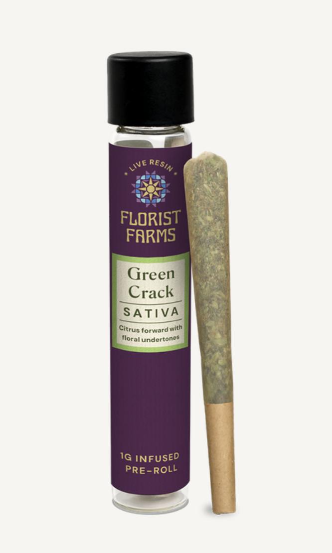 Florist Farms | Green Crack | Live Resin Infused Joints | 1g at The Green Door Dispensary