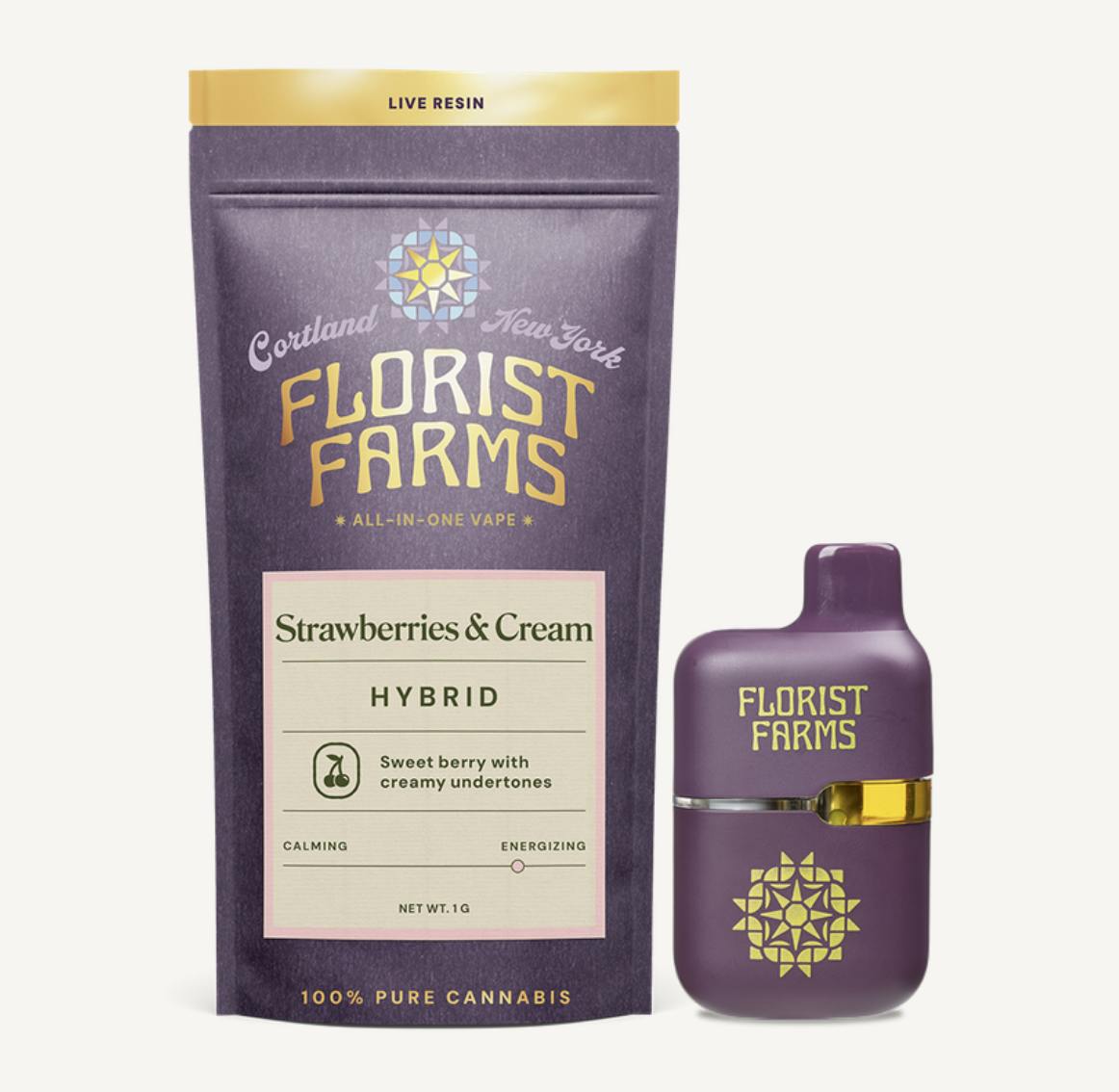 Florist Farms | Strawberries and Cream | Live Resin Disposable | 1g by Florist Farms