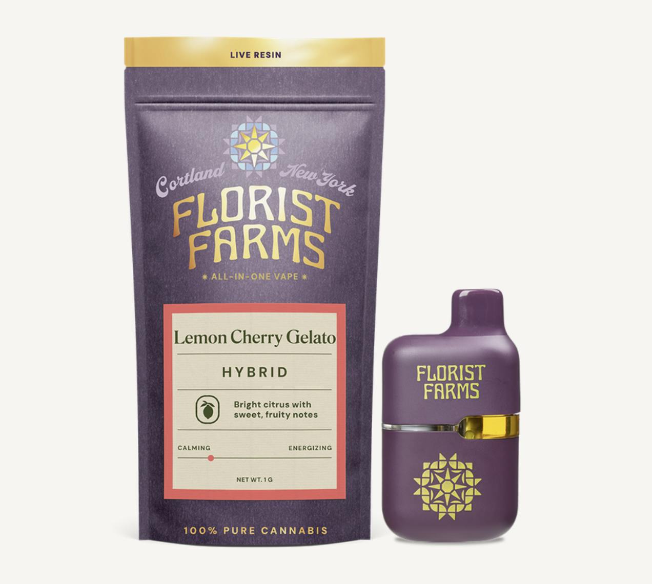 Florist Farms | Lemon Cherry Gelato | Live Resin Disposable | 1g by Florist Farms