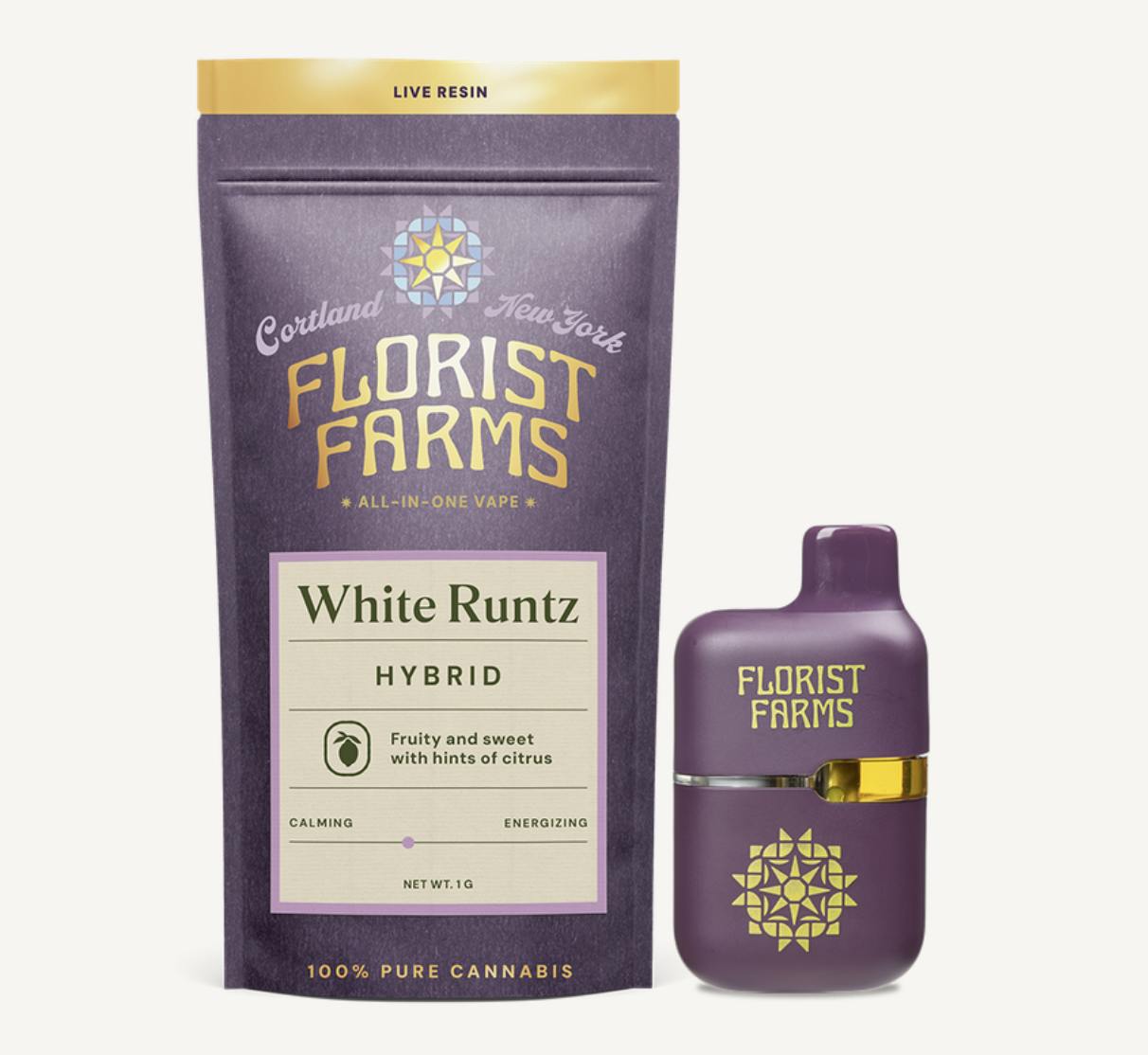 Florist Farms | White Runtz | Live Resin Disposable | 1g by Florist Farms