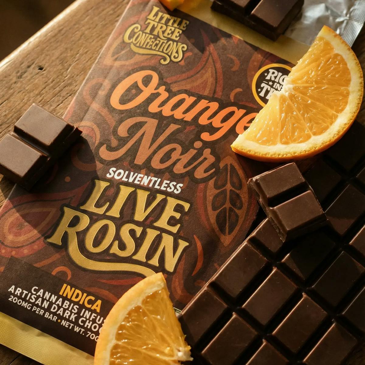 Orange Noir Chocolate Bar | Live Rosin Edible | 200mg - Little Tree