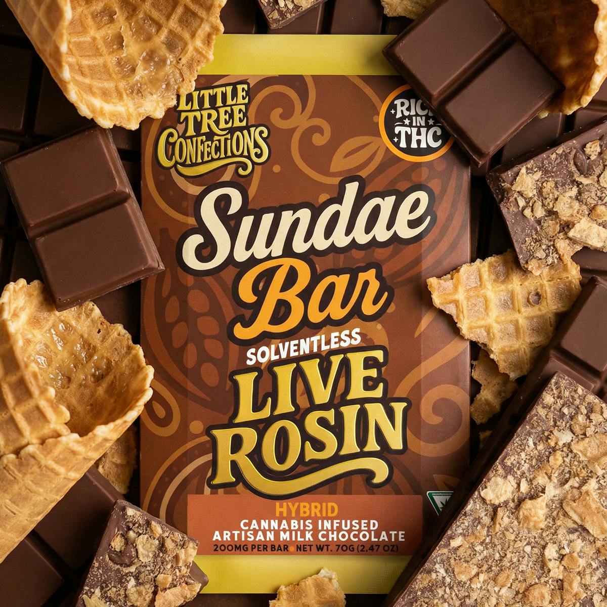 Sundae Bar Chocolate Bar | Live Rosin Edible | 200mg by Little Tree