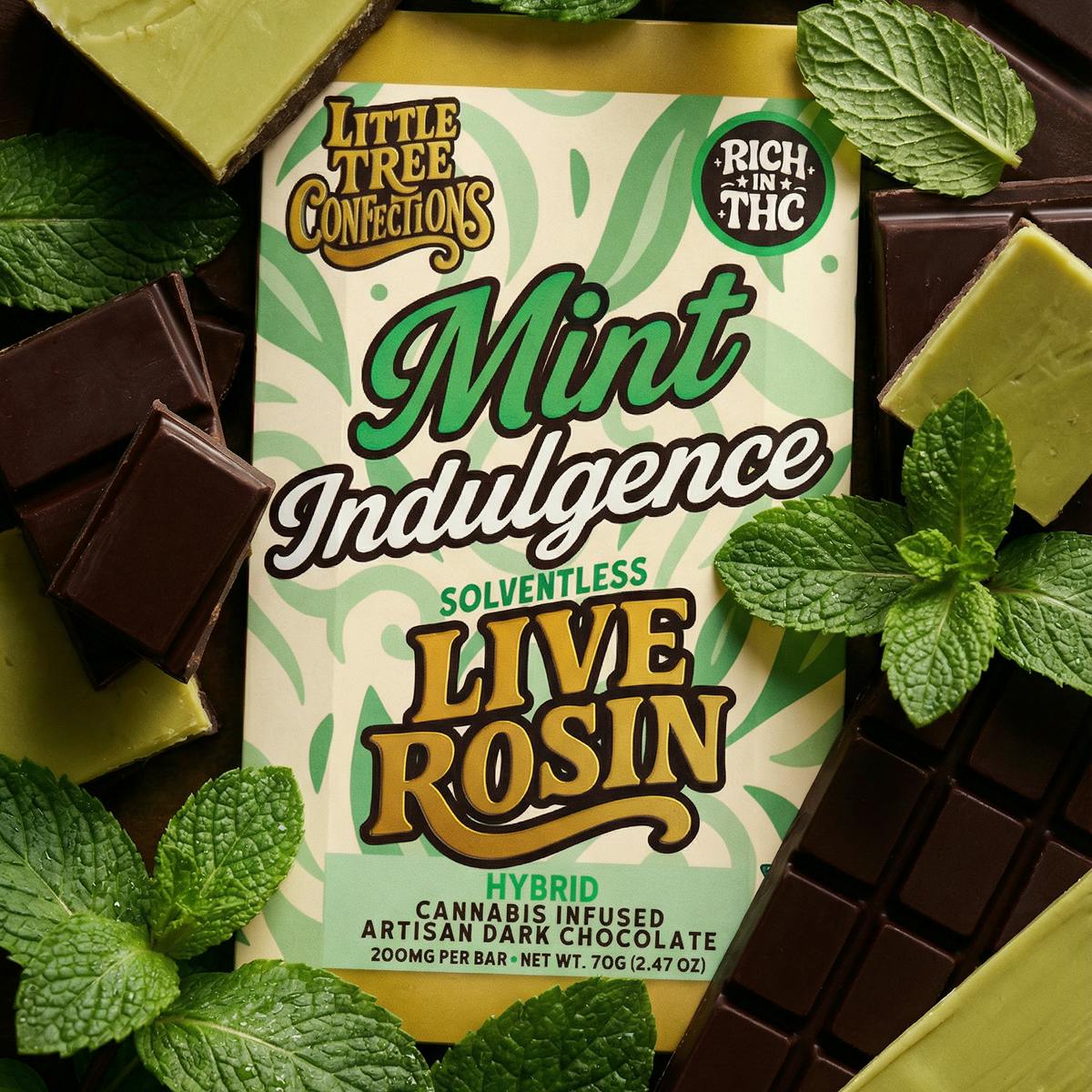 Mint Indulgence Chocolate Bar | Live Rosin Edible | 200mg by Little Tree