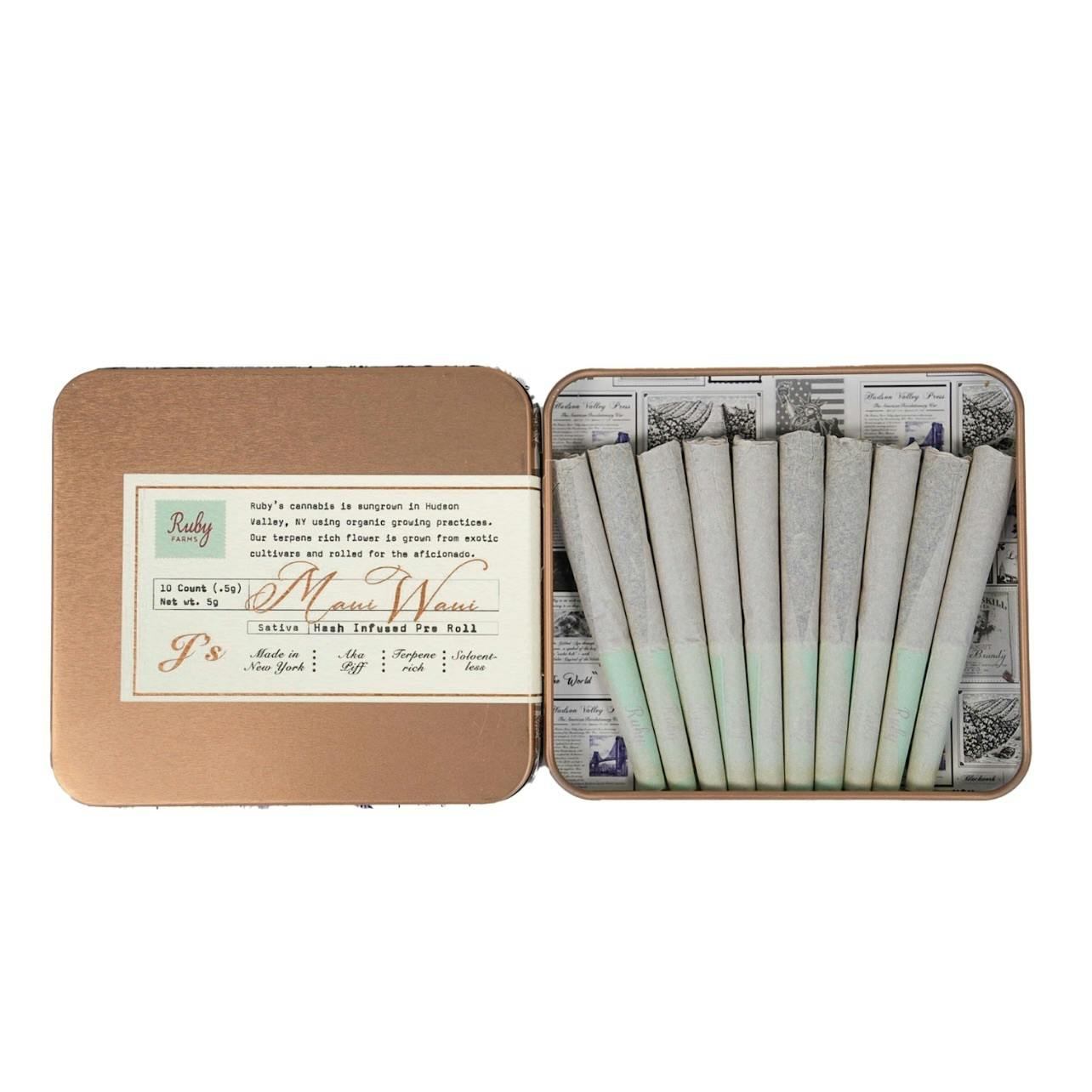 Maui Waui | Hash Infused Doobies | 10 Count | 5G by Ruby Farms
