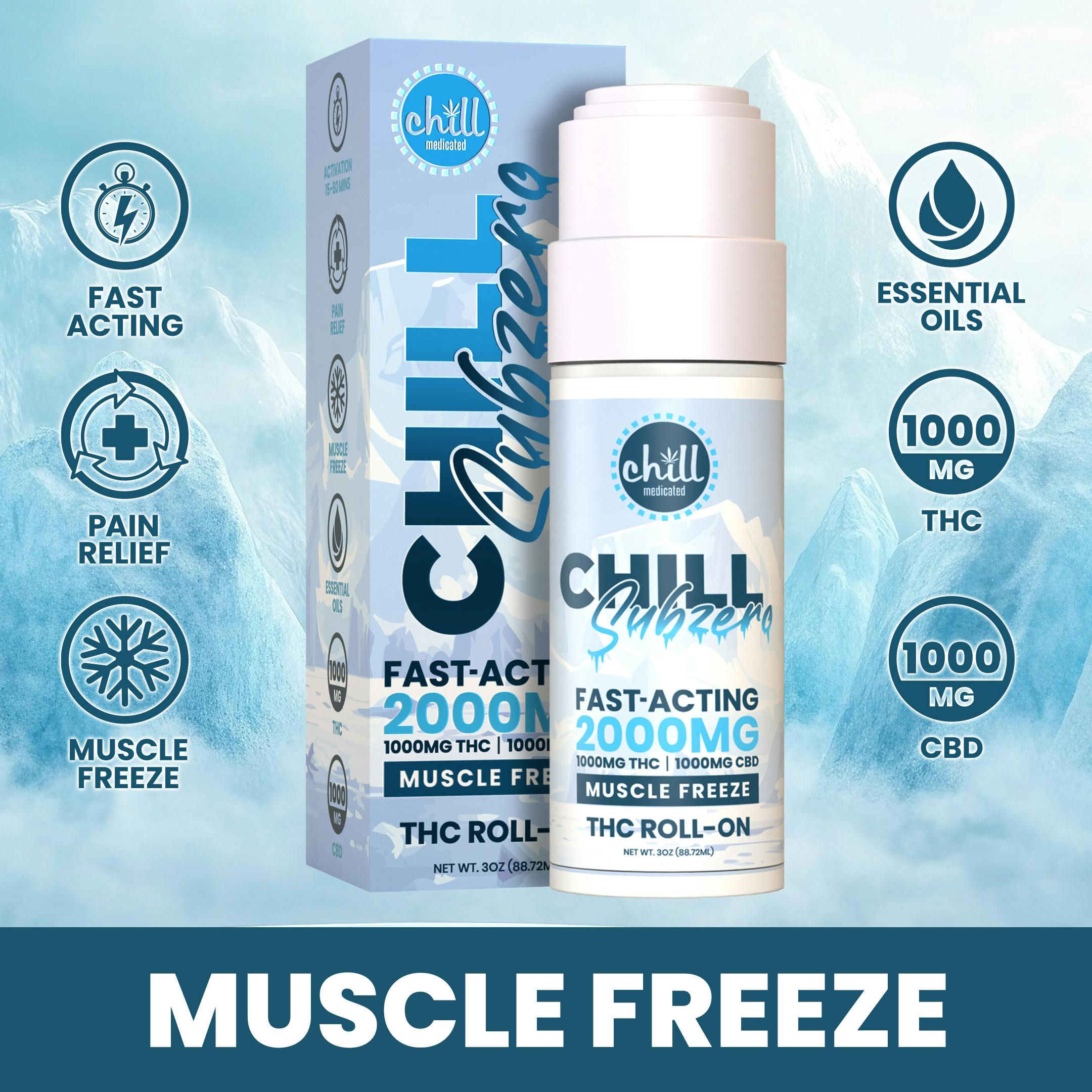 SubZero Muscle Freeze THC Roll-On | 2000mg I Chill Medicated I REC by Chill Medicated