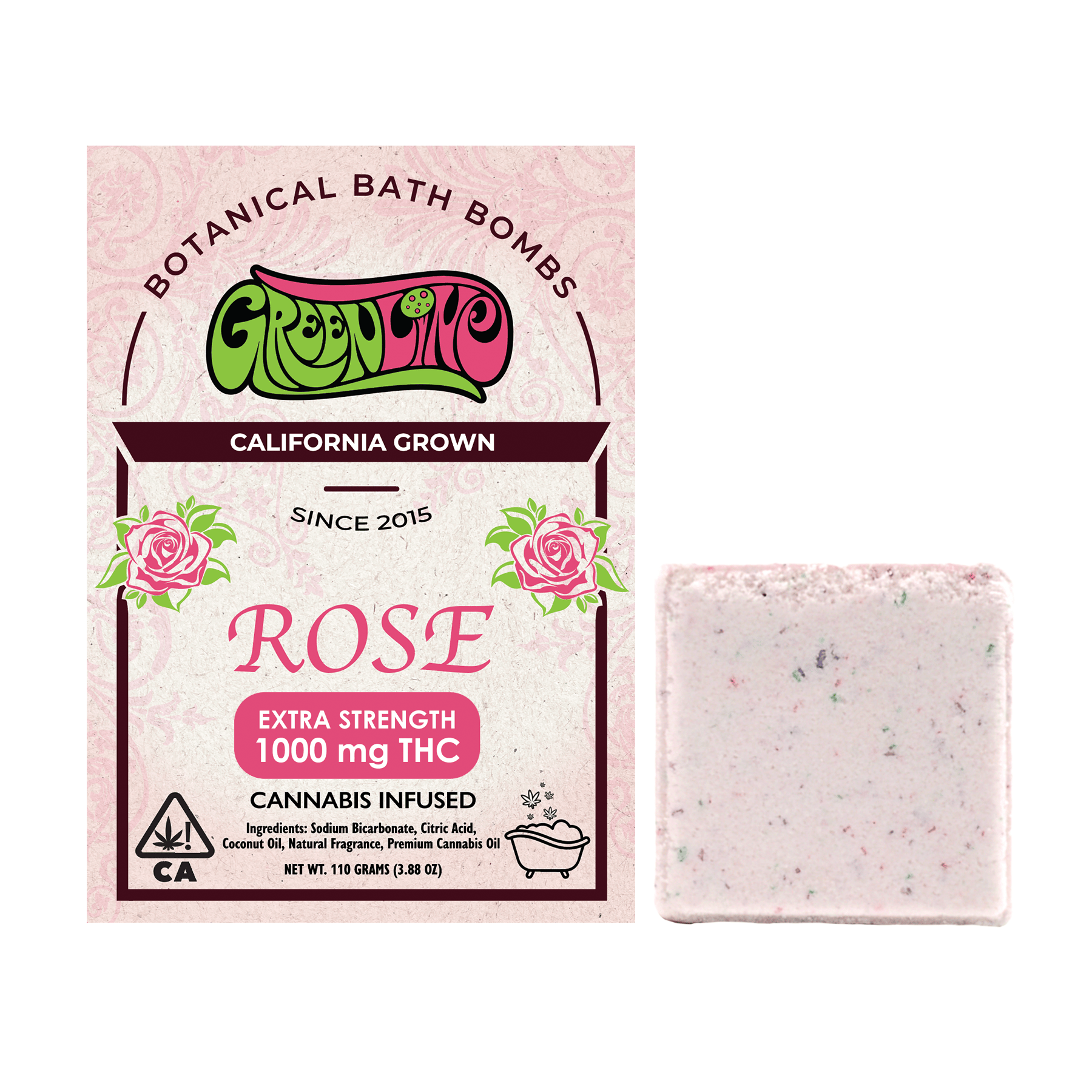 Greenline | Extra Strength Rose Bath Bomb | 1000mg