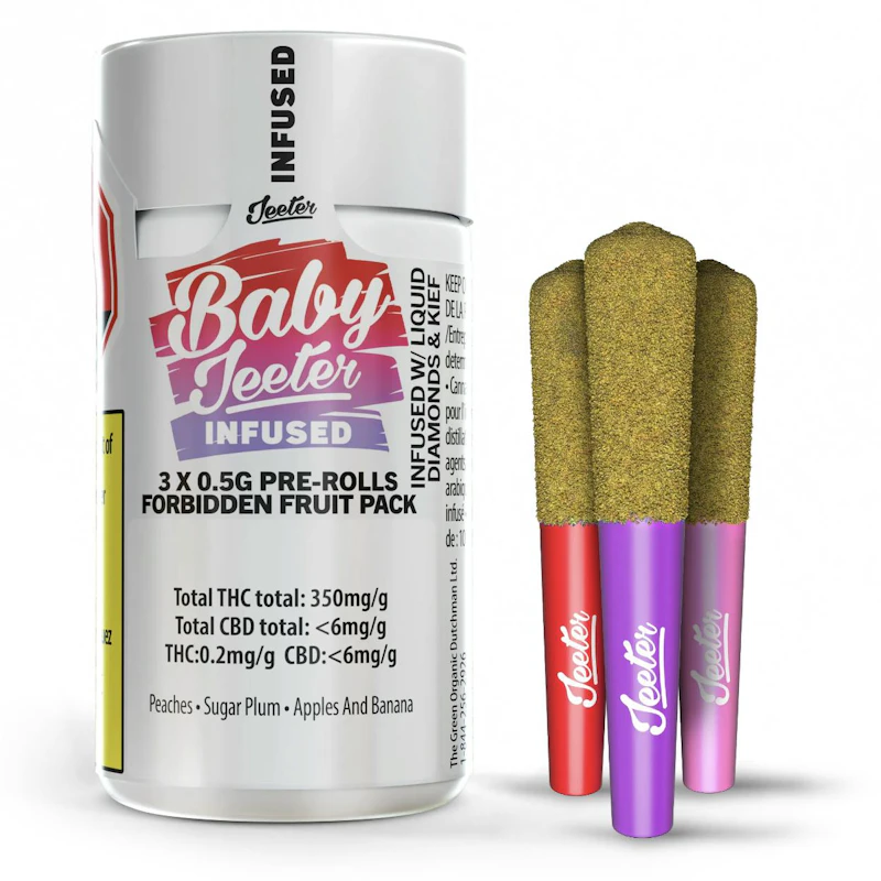 Jeeter Forbidden Fruit Pack · Baby Infused Minis · 0.5g each · 3pk, Infused Pre-Rolls