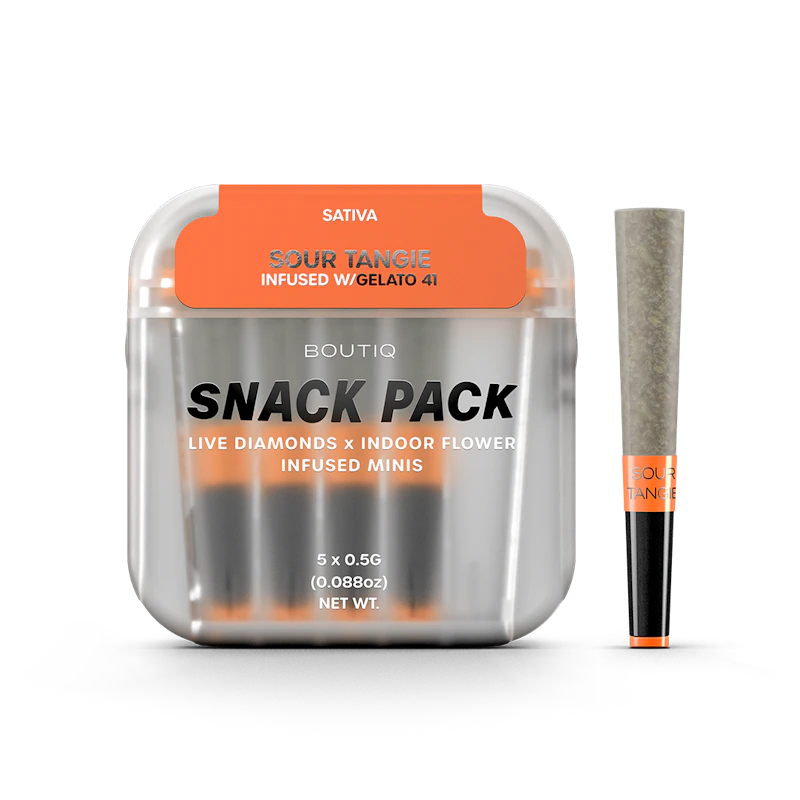 Boutiq Sour Tangie x Gelato 41 Diamonds SP · Infused Minis · 5pk, Infused Pre-Rolls