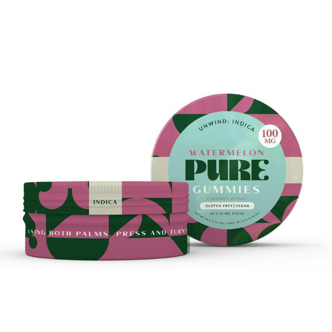 Pure · Gummies · Indica · 100mg · 10ct · 10mg/ea