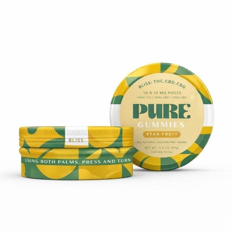 Pure · Starfruit · THC/CBD/CBG Gummies · 100mg · 10ct