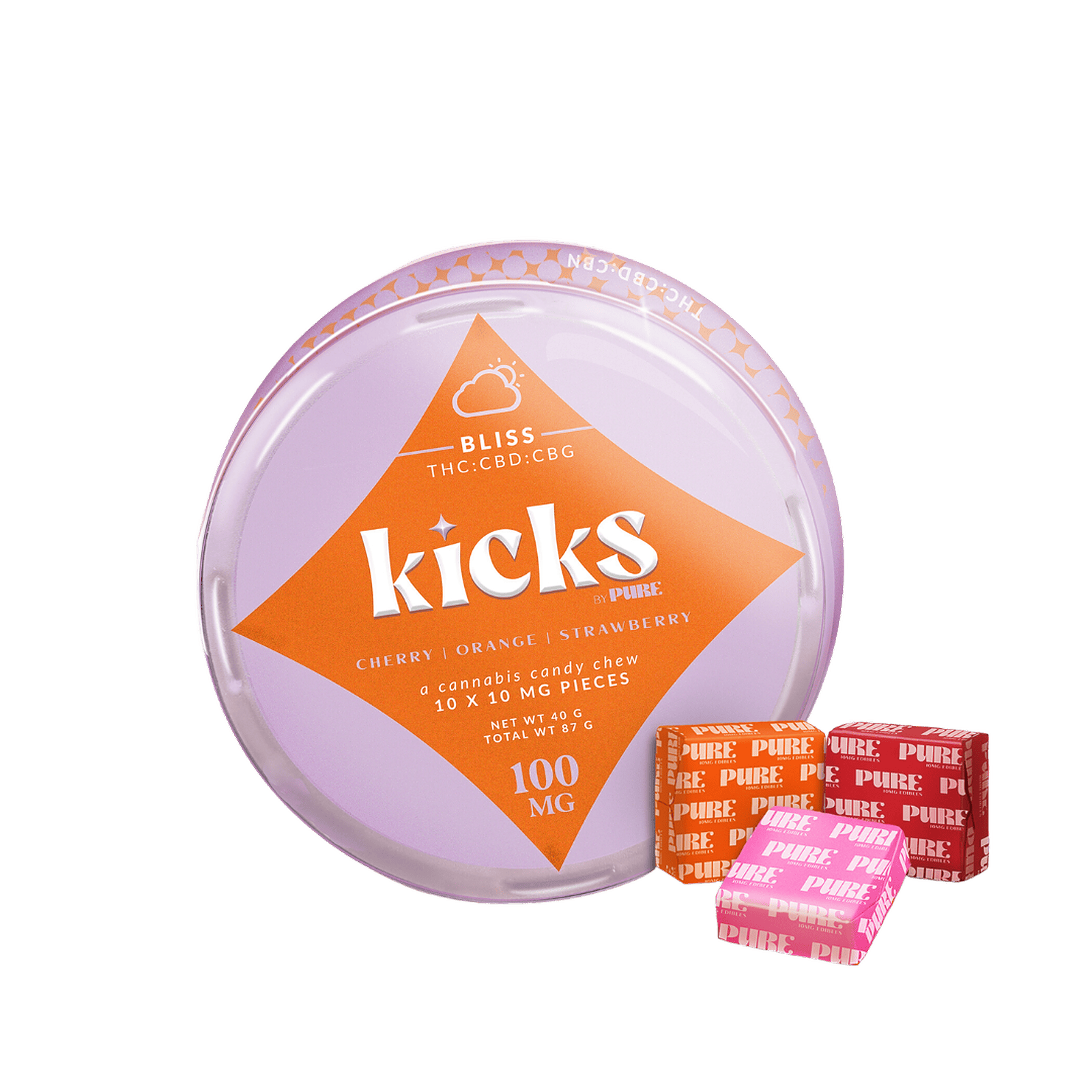Pure · Kicks · Bliss · Gummies · 100mg · 10ct
