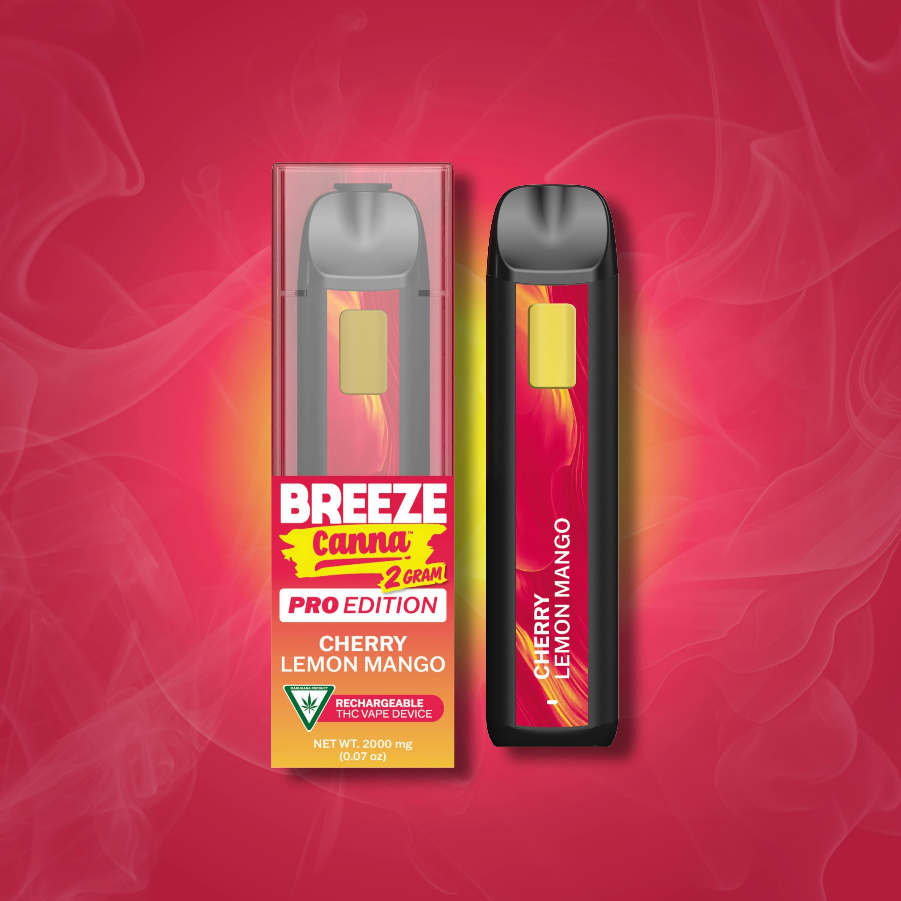 breeze vape prices Where to buy Canna | Cherry Lemon Mango | Classic PRO Disposable | 2g by BREEZE Canna — at 2 dispensaries Colour:Gold 20000 Puffs Flum Float Vape The