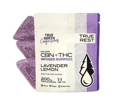 True North | Lavender Lemon 1:1 THC:CBN Gummies | 100mg | 5ct | 20mg/ea by True North Collective MI