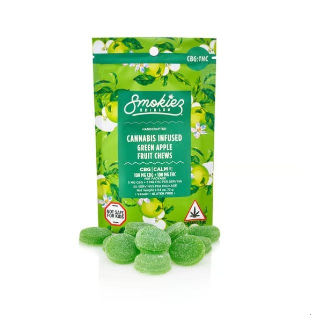 Green Apple Gummies CBG:THC 1:1 | 100mg | 20ct | 5mg/ea by Smokiez Edibles